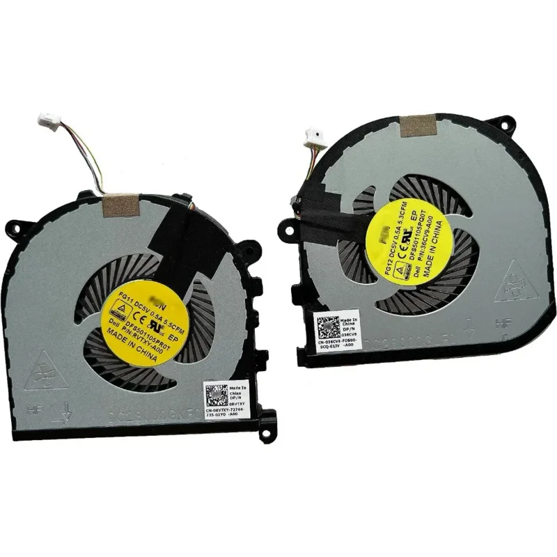 

Replacement Laptop CPU GPU Cooling Fan for Dell XPS 15 9550 Precision 5510 Series 036CV9 0RVTXY （Second hand accessories）