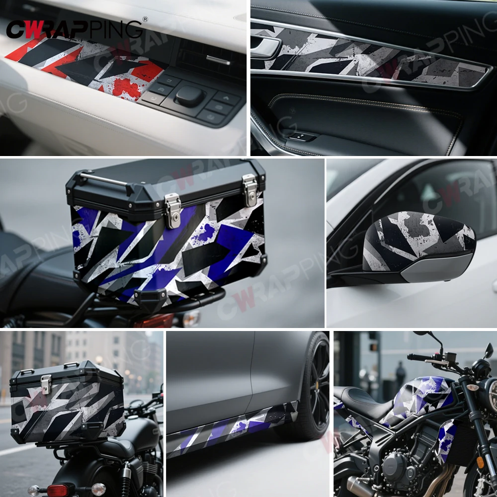 Vinile per auto mimetico 3 colori Decorazione automatica Foglio avvolgente in stile geometrico Pellicole per carrozzeria auto Adesivi per accessori auto - Image 5