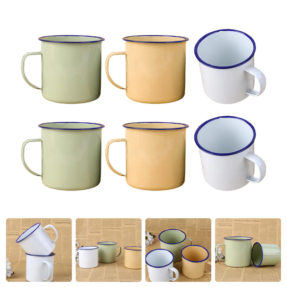 

6 Pcs Multi-functional Enamel Mug Vintage Water Cup Household Drinking Cup