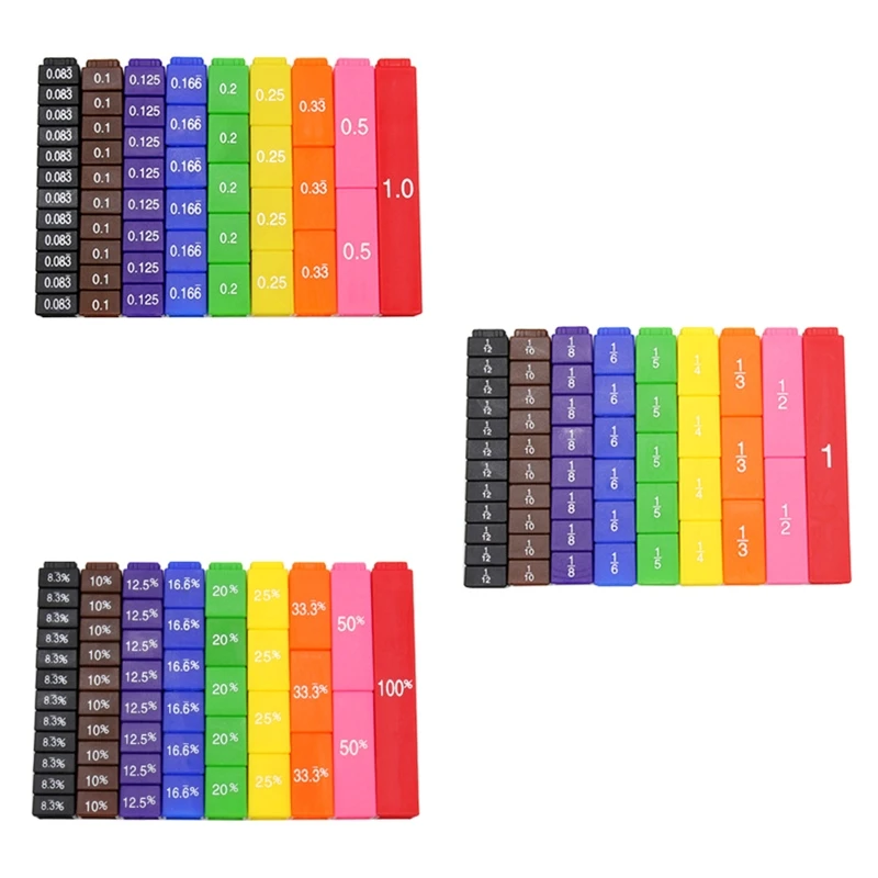 8.7x7.5x2" Math Fraction Tiles Primary School Kids Early Educational Study Toy Brain Training Necessary Math Tool