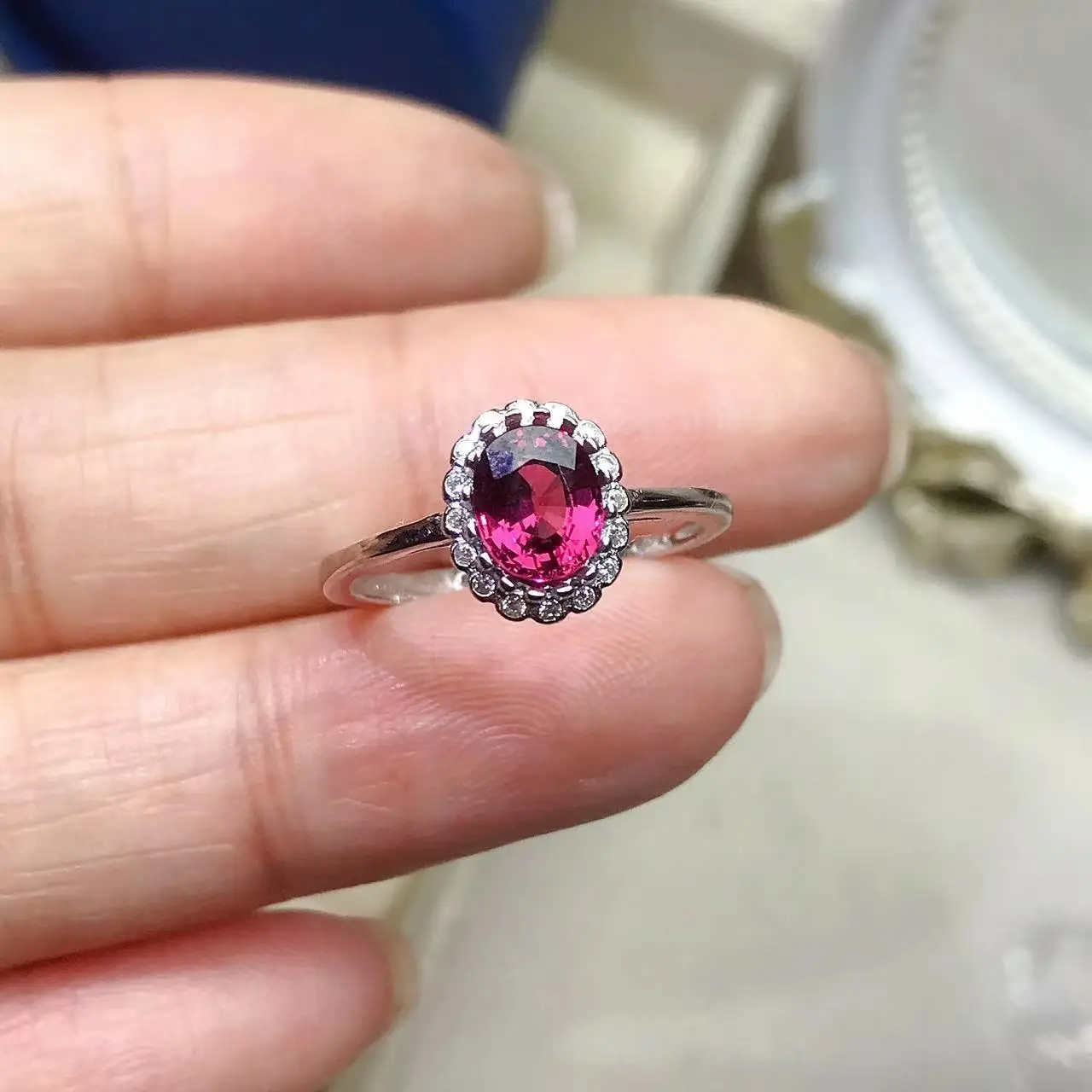 

0.7ct 100% Natural Pyrope Garnet Ring for Daily Wear 5mm*7mm Garnet 925 Silver Ring Solid 925 Silver Garnet Jewelry