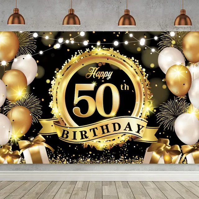 Decoración Cumpleaños 30/40/50 - Set 9 Piezas Negro Y Dorado - Temática Panal