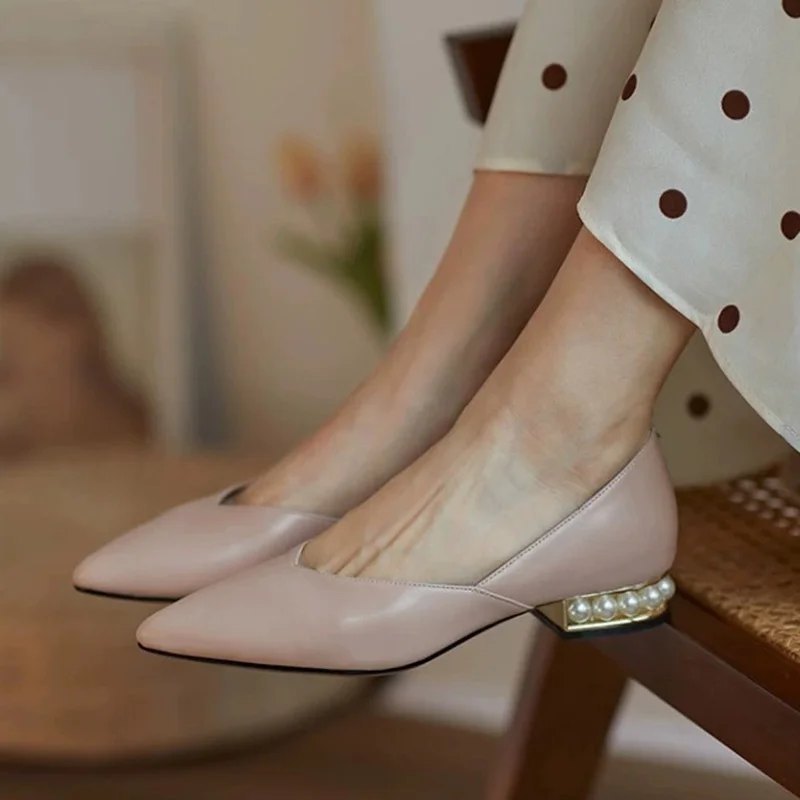 Comemore Summer Women Pumps Low Heel Slip on Shoes for Girls Elegant Ballet Flats Office Ladies Leather Loafer Moccasins 39 women loafers