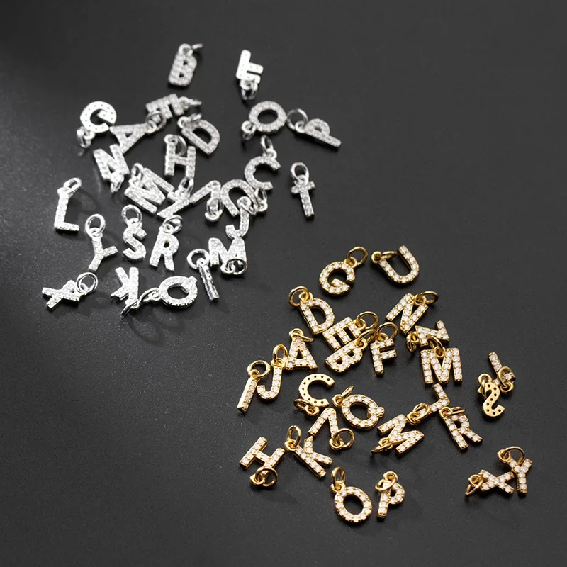 Silver Pendant Silver Necklace Charms Real 925 Sterling Silver 26 Letter Pendant Shiny Charm CZ Pendant DIY Accessories for Women Fine S25 Jewelry DZ423
