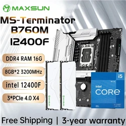 MAXSUN Motherboard B760M D4 with Intel i5 12400F LGA1700 DDR4 [8GB*2] 16GB 3200MHz Mainboard CPU RAM Kit Computer components