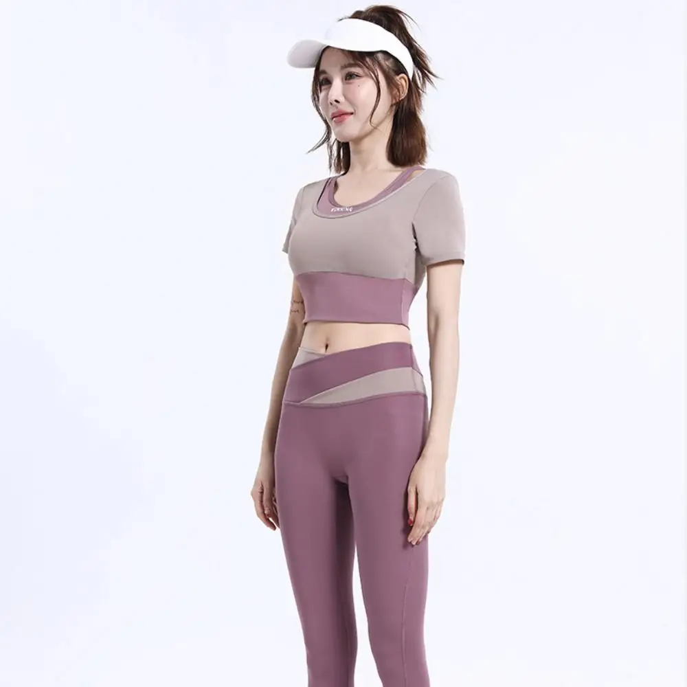 

Амортизирующие спортивные рубашки, летние быстросохнущие колготки, рубашки для йоги, фитнеса, имитация двух предметов, женские майки