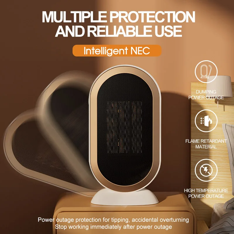 HOMFISHElectric Heater PTC Fast Heating Desktop Warm Air Heater Energy Saving Warmer Fan Warmer Machine Home Desk Fan Air Heater