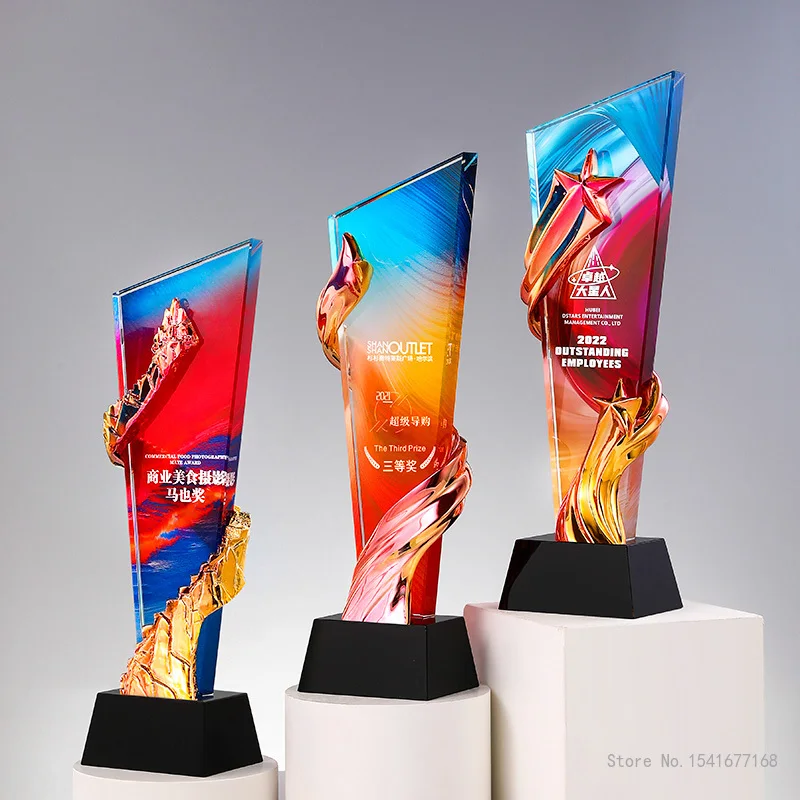 Customized Resin Trophy, High-Transparent Crystal Ball, Sports competition, Award, Home Decoration, Crystal Base Can Carve, 1Pc