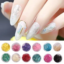 

12 Colors DIY 3D Colorful Nail Art Shell Fragments Manicure Irregular Thin Sequined Nail Decorations Nail Sticker Manicure Tools