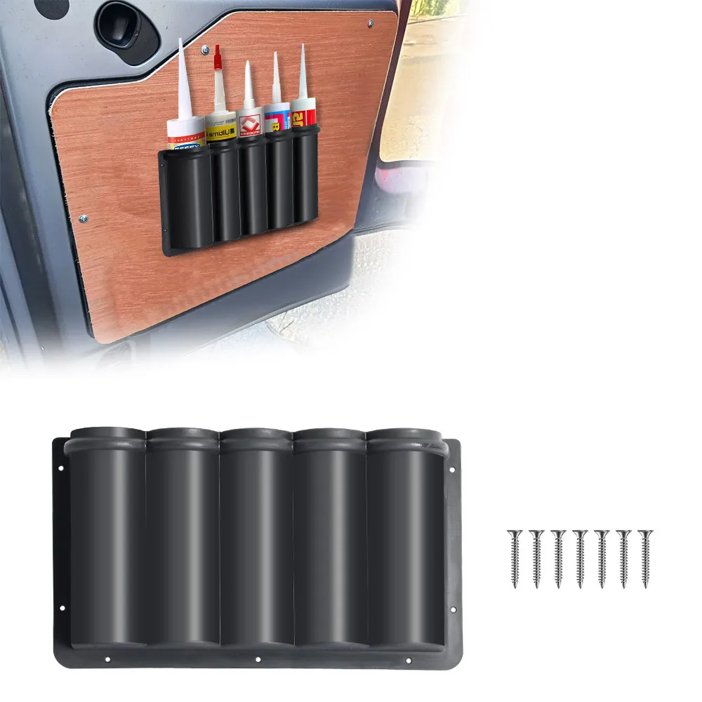 1PC RV Tür Spray Kann Lagerung Box 5 Rohr Halter Silikon Dichtstoff Abdichten Klebstoff Rohre Box Für Van/Werkstatt/Garage Camper Lagerung – Detail 3