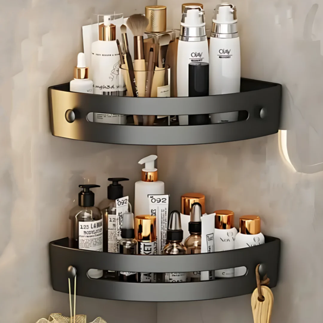 Bathroom Shelves Kitchen Storage Organizer Plastic Shampoo Rack Shower Shelf Bathroom Accessories No Drill Shelf 2PCS