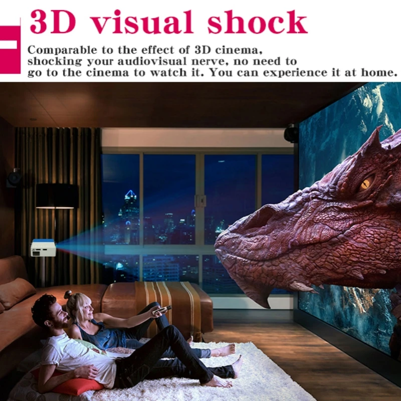 Projector Support 1080P Decoding Built-in Audio LED portable projector for Smartphone Notebook 3D Glasses As Gift