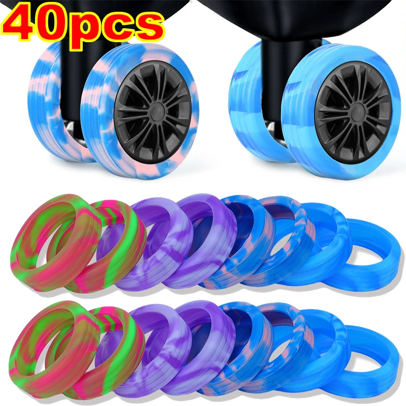 4-40pcs Luggage Wheel Covers Silicone Suitcase Wheel Covers Luggage Protector Heavy Duty Noise-Proof Accessories
