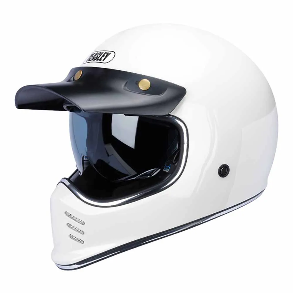 

Ivory White Vintage Full Face Biker Helmets Wear-Resistant Motorcycle Accessories Breathable Motocross Kask Anti-Fall Protection