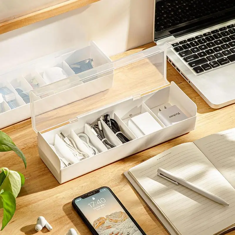 Charger Organizer Box Multipurpose Charger Storage Organizer Cord Storage Box Desk Storage Box Charger Cord Organizer With Lid