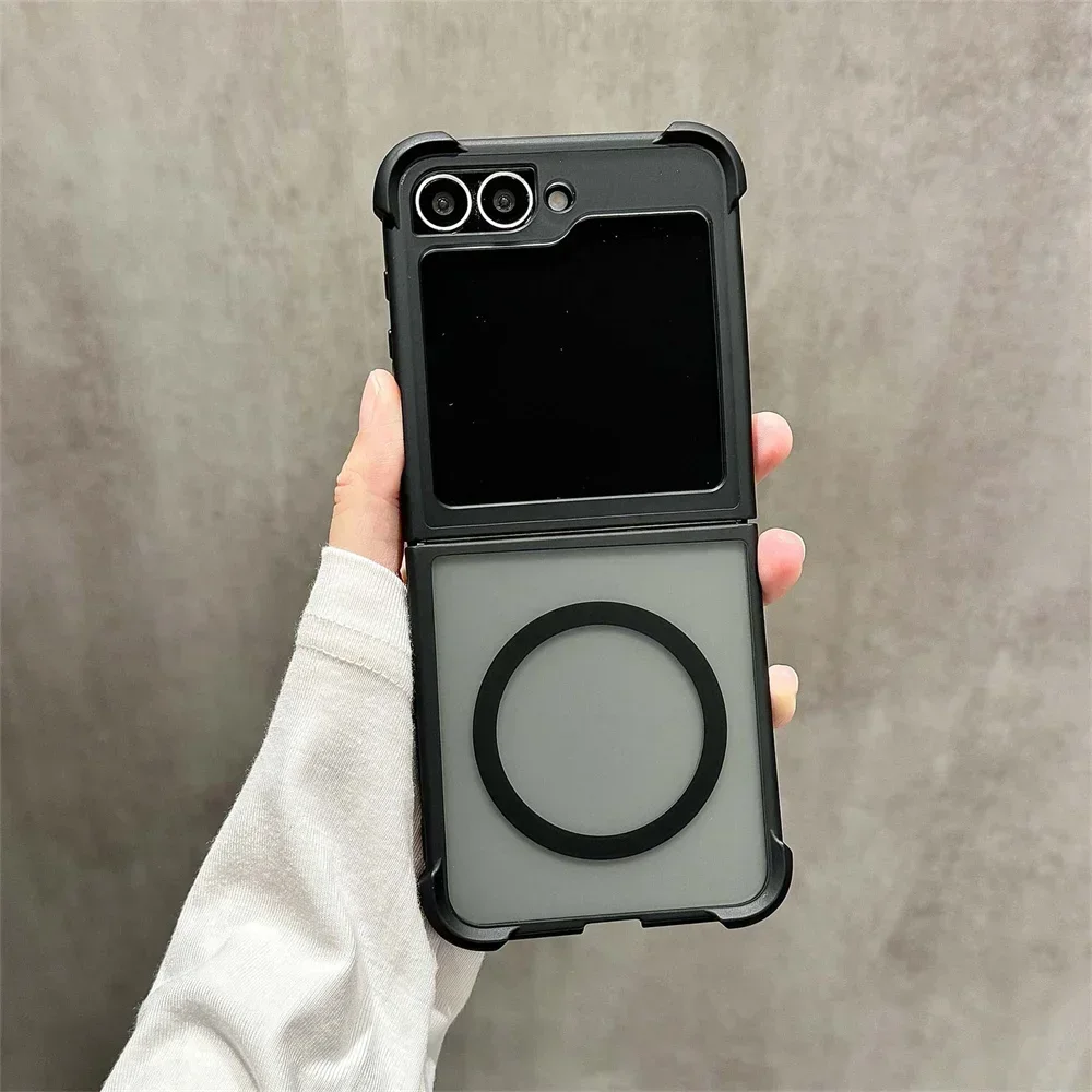 Luxury Magnetic Wireless Charging Matte Case with Airbag Shockproof PC Cover