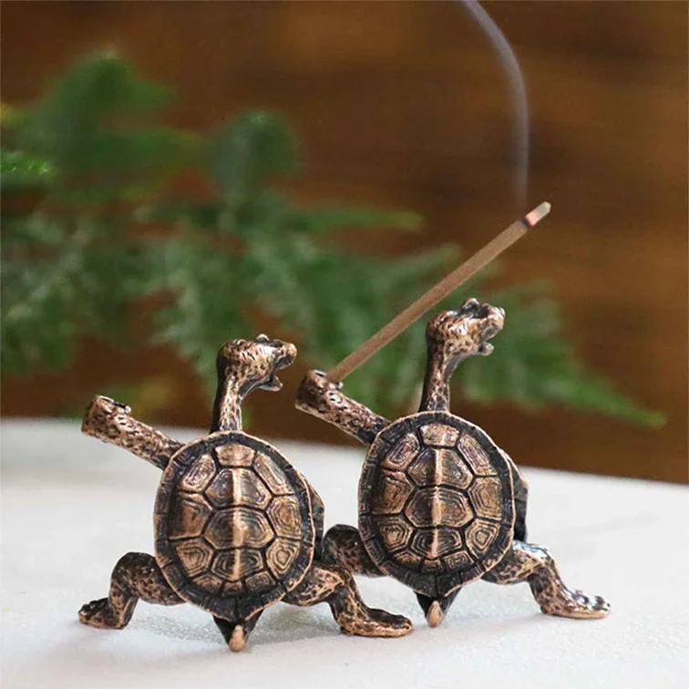 Mini Turtle Shape Incense holder Meditation Buddha Sandalwood Stick Incense Burner Bronze Animal Incense Censer Stand Home Decor 1
