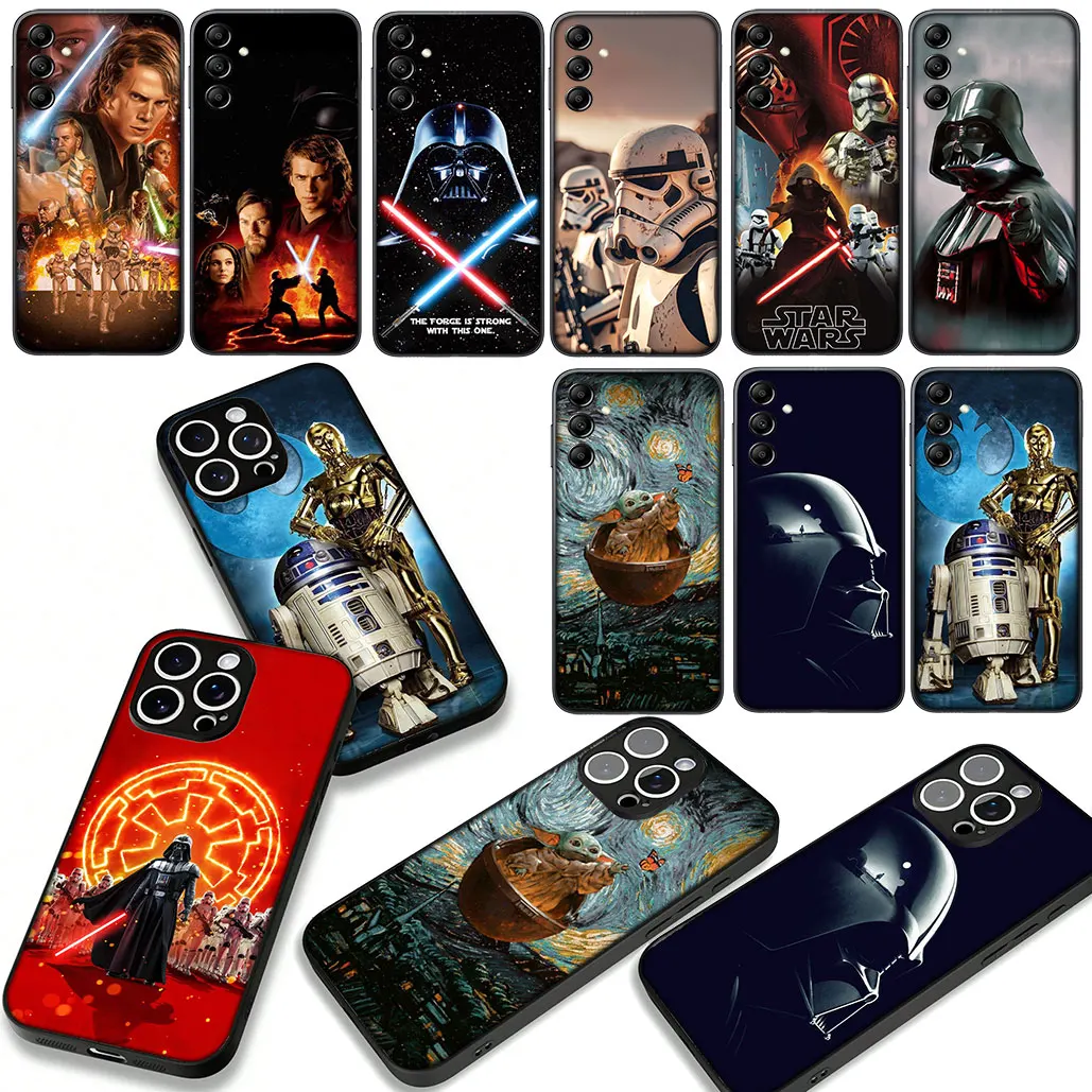 Starry Galaxy Wars Themed Phone Cover with Cute Characters