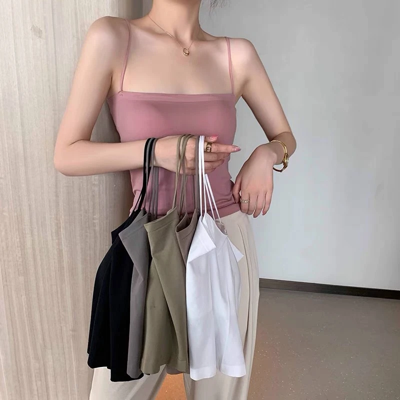 long camisole 2022 New Fashion Women Sexy Crop Tops Solid Summer Camis Women Casual Tank Tops Vest Sleeveless Crop Tops Blusas cheap bras