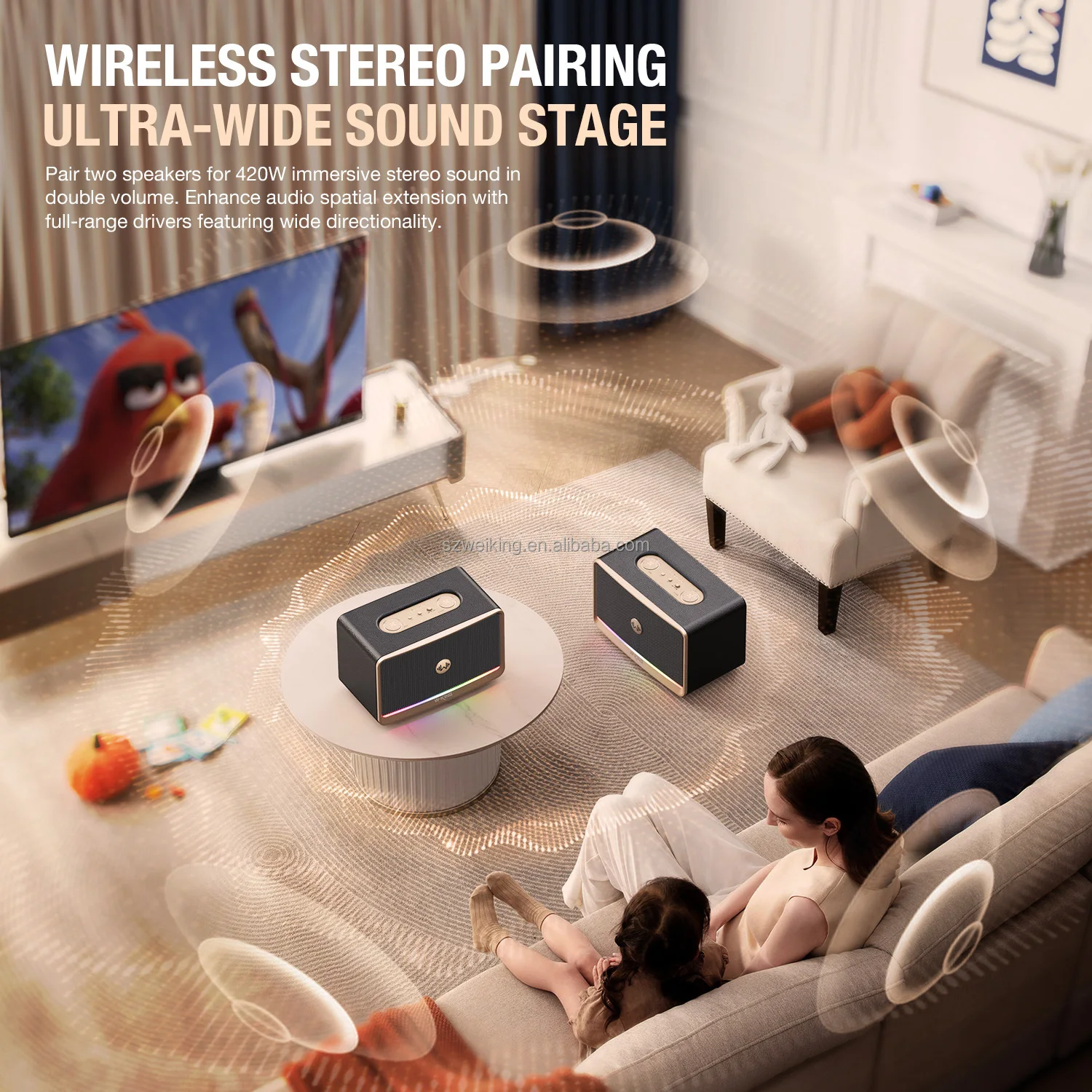 WKing H330 New Product Bluetooth Speaker 120W Portable Speaker Loudspeaker with Subwoofer Trending Product Speaker Box for Music