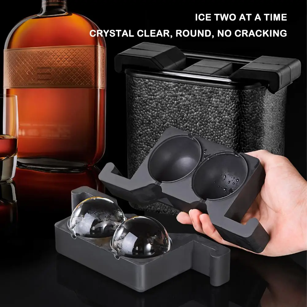 Whiskey Ice Ball Clear Silicone Ice Cube Tray Sphere Crystal Clear