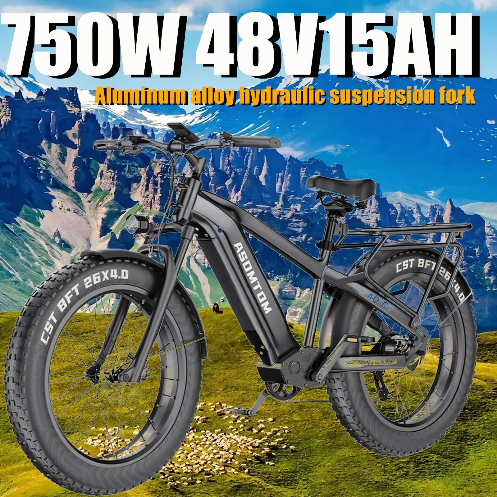 

Электровелосипед Q7, 750 Вт, 48 В, 15 Ач, литиевая батарея 26 ° x4.0