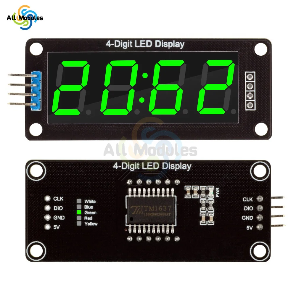 Display TM1637 0.36" 4 Cifre Rosso Per Arduino - Modulo 7 Segmenti Con Driver, Set Di 4 Pezzi