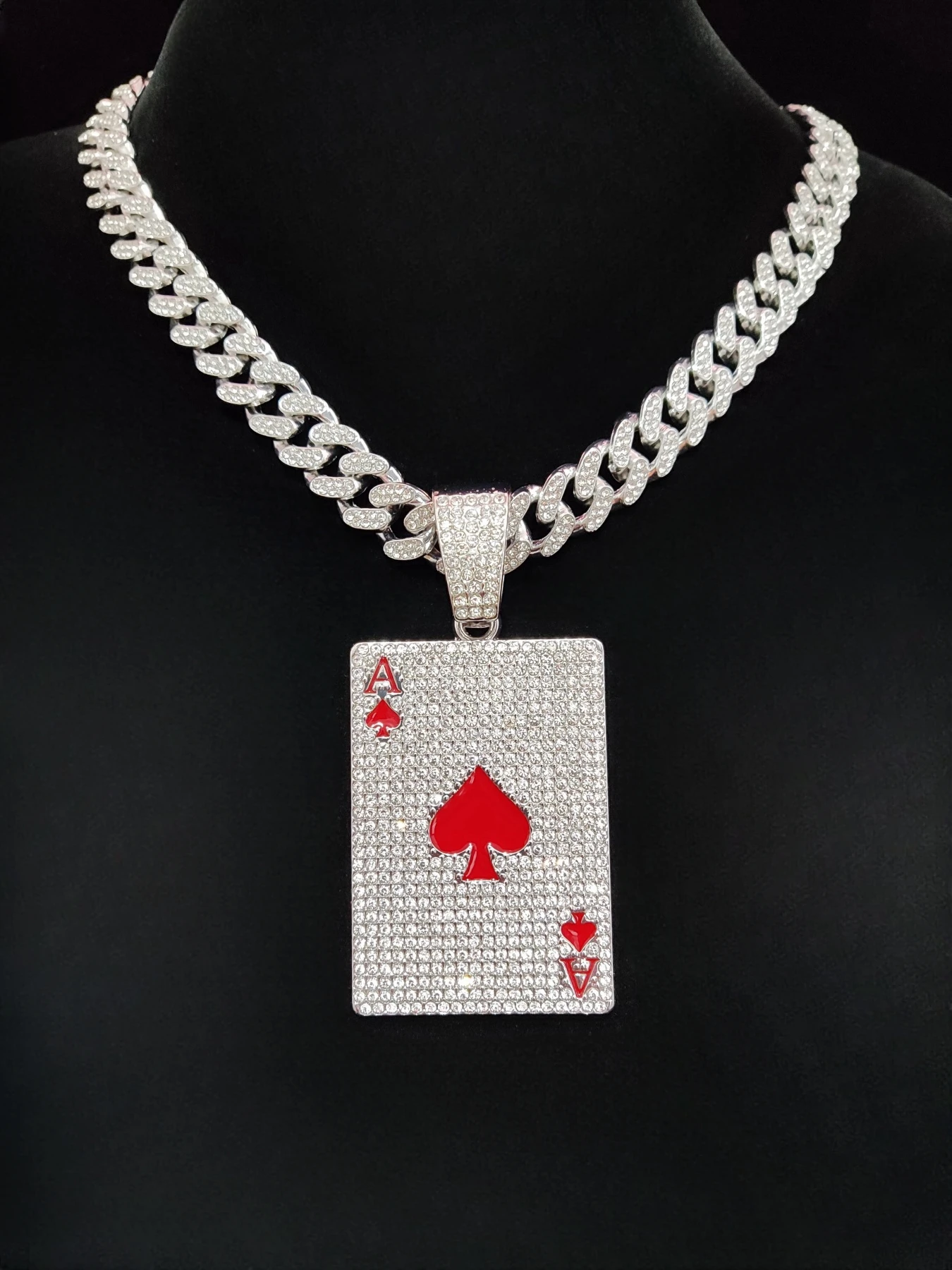 Men Women Hip Poker Hop Pendant Necklace with 13mm Cuban Chain Hiphop Iced out pendants Necklaces Fashion Punk Jewelry Gifts
