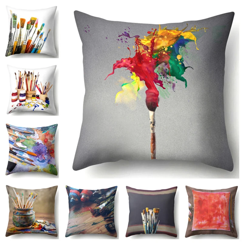 

Paint Brush Pillow Cover Home Sofa Decorative Pillowcase Bedroom Cushion Cover Decorations 45*45cm