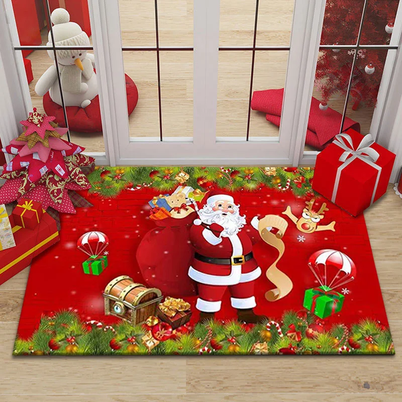 Merry Christmas Santa Claus Home Entrance Decoration Carpet Door Mat Non-Slip Hallway Bedroom Bathroom Mat Living Room Rugs floor mat