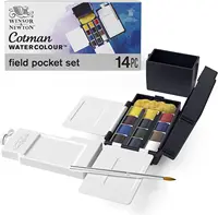Winsor & Newton Cotman Artist Water Colour Paint Field Pocket Travel Set 12 Colors Half Pans For Outdoor Watercolor Painting