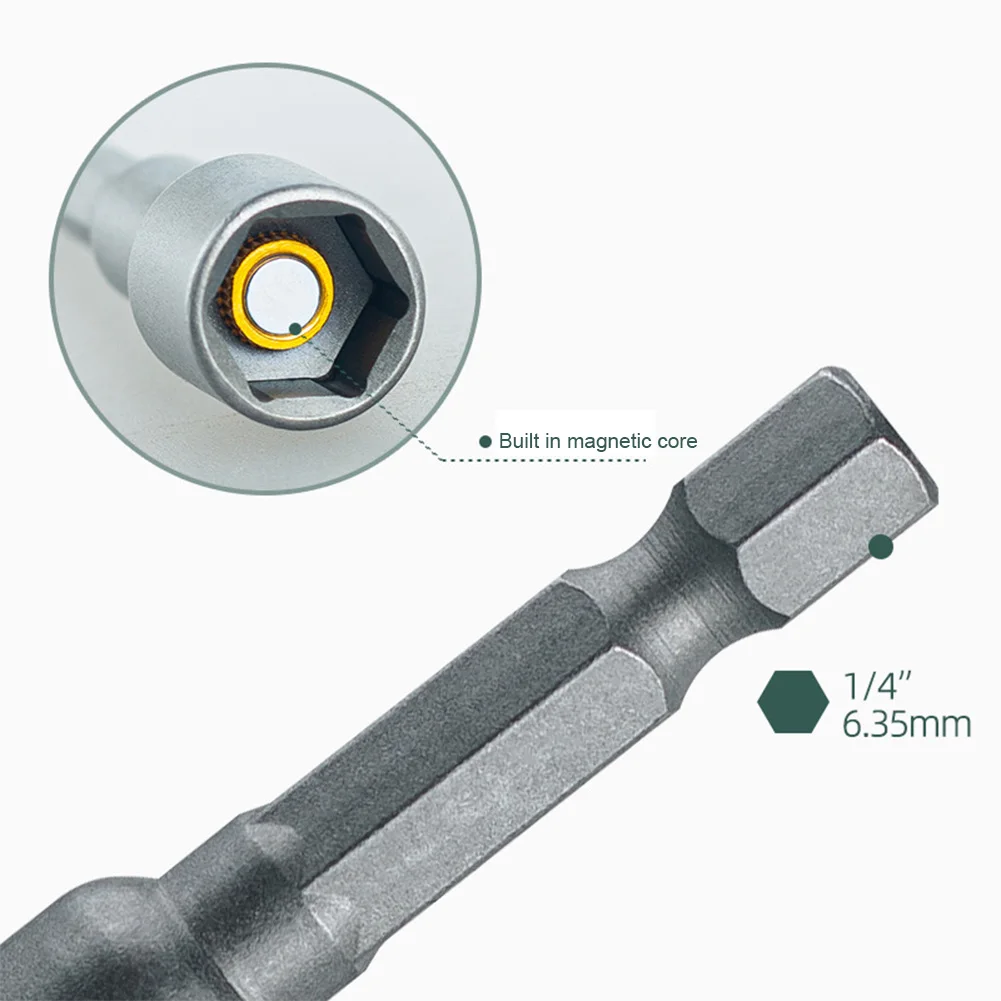 5Pcs Magnetic Nut Driver Hex Head 1/4 5/16 3/8 7/16 1/2 Inch Magnetic Nut Screwdriver Hex Key Screwdriver Hand Tools Accessories