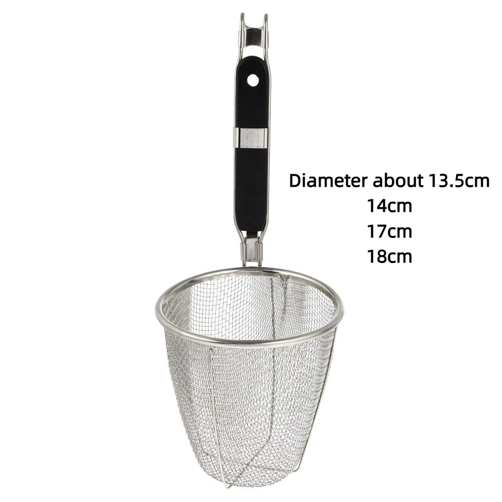 Durable Stainless Steel Noodle Funnel Wooden Handle Pasta Basket Strainer Multifunctional Fine Mesh Sieve Spoon Kitchen Gadgets