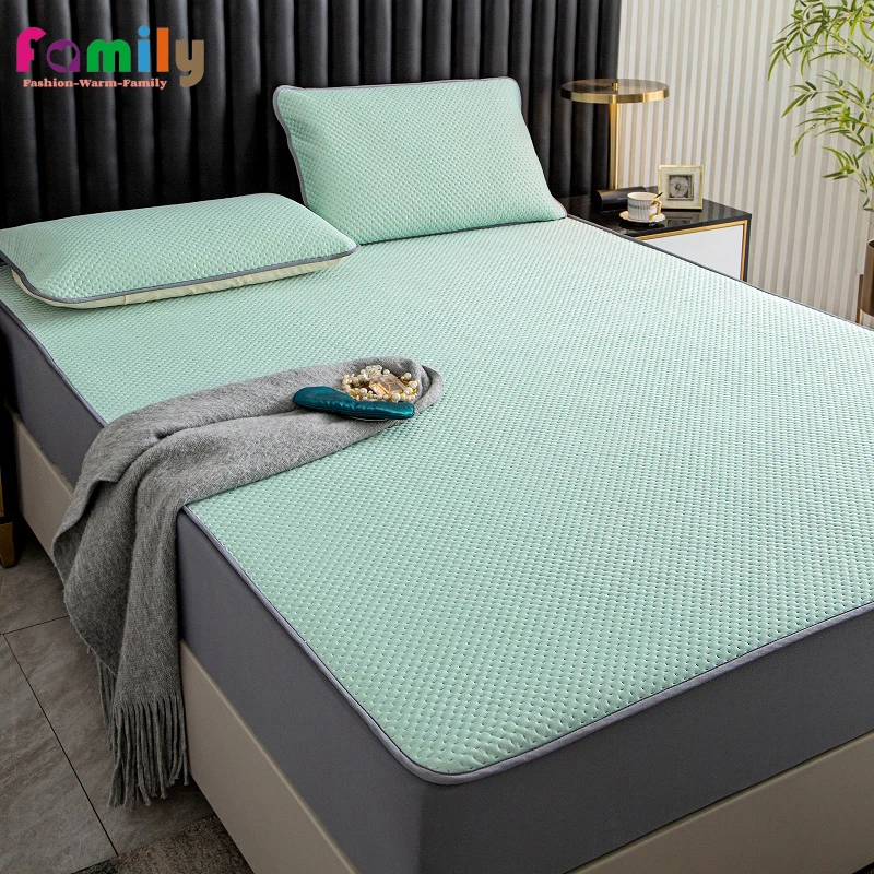 

Ice Silk Feeling Cold Mat Set of Three Machine Washable Bed Sheets, Fitted Bed Sheet, Summer Air Conditioning Soft Mat Bedding