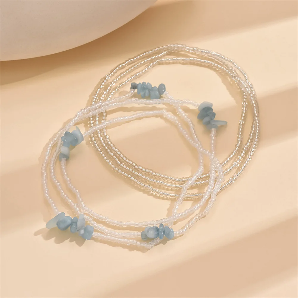 White Round Beads Irregular Small Stone Anklets For Women Versatile Foot Chain Ankle Bracelet Beach Jewelry Summer Accessories