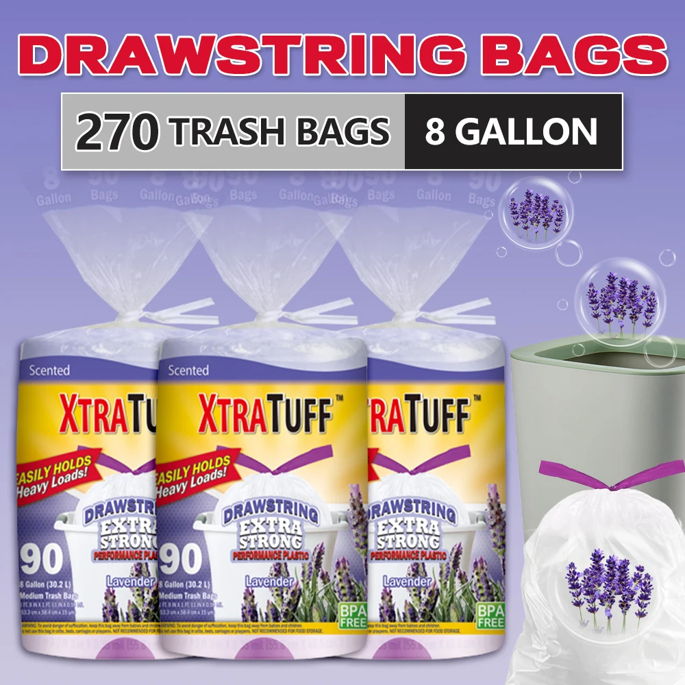 Xtratuff Lavender Scented Medium Drawstring Trash Bags
