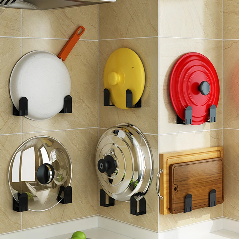 2pcs/Set Pot Lid Holder Wall Mounted Hanging Holder for Pan Pot Cover