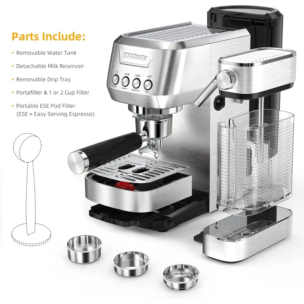 Espresso Machine, 20 Bar Cappuccino Machines for Home, Latte Machine with Automatic Milk Frother, Coffee Maker 5
