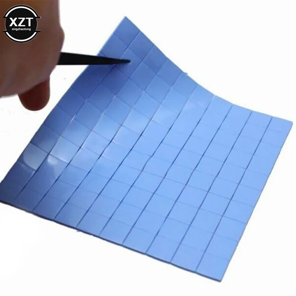 100Pc/Sheet Blue 100mm*100mm*1mm GPU CPU Heatsink Cooling Conductive Silicone Pad Thermal Pad for CPU GPU