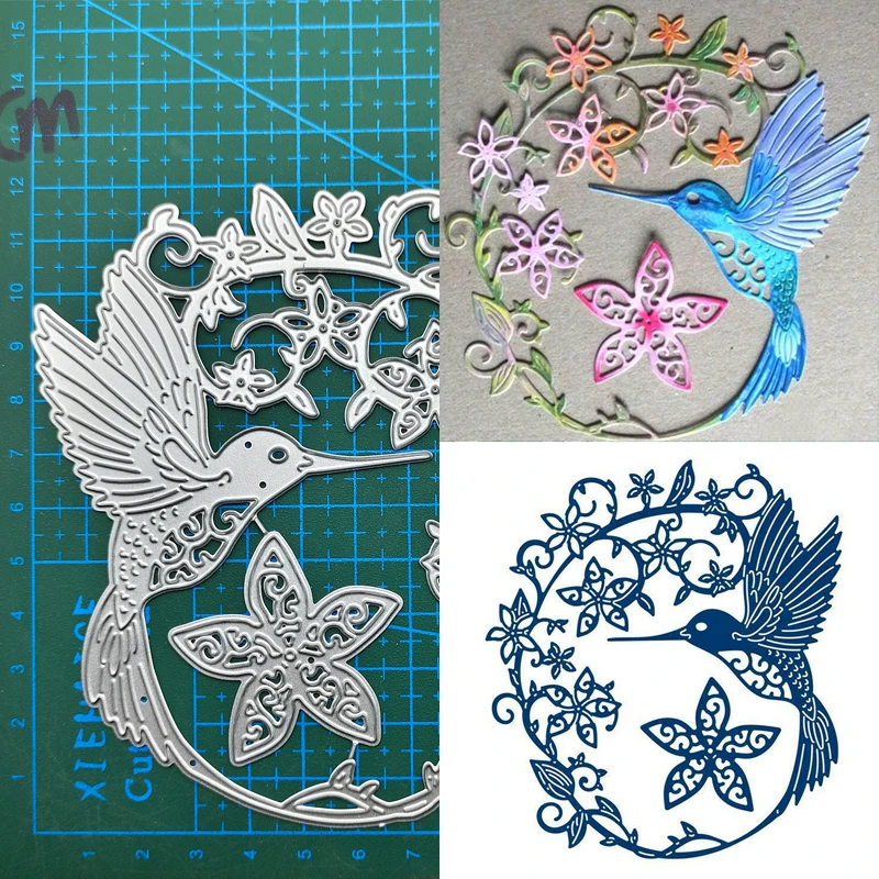 Metal Cutting Dies Humming bird Stencil Scrapbooking Diy Album Stamp Paper Card Embossing Decor Craft Knife Mould