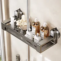 Oppbevaringshylle til baderom i metall med sugekopper