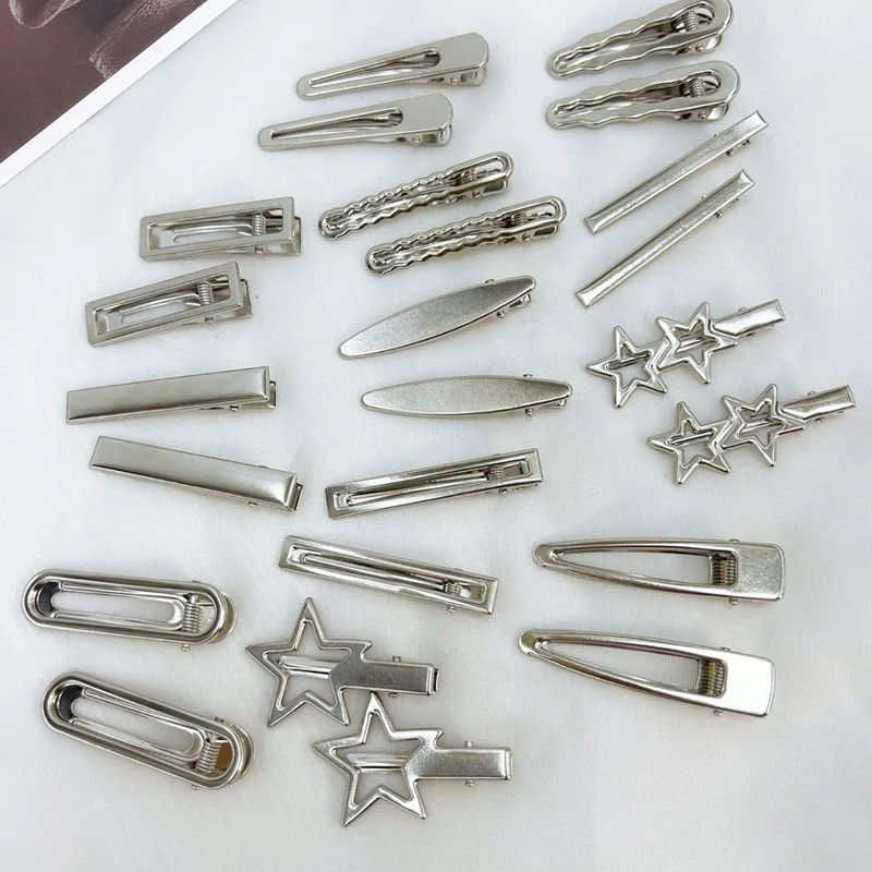 8 stücke Mädchen Haarnadeln Silber Metall Enten schnabel Clip Frauen Haars pangen Seite Pony weibliche Damen Haars pangen Haarschmuck – Detail 5