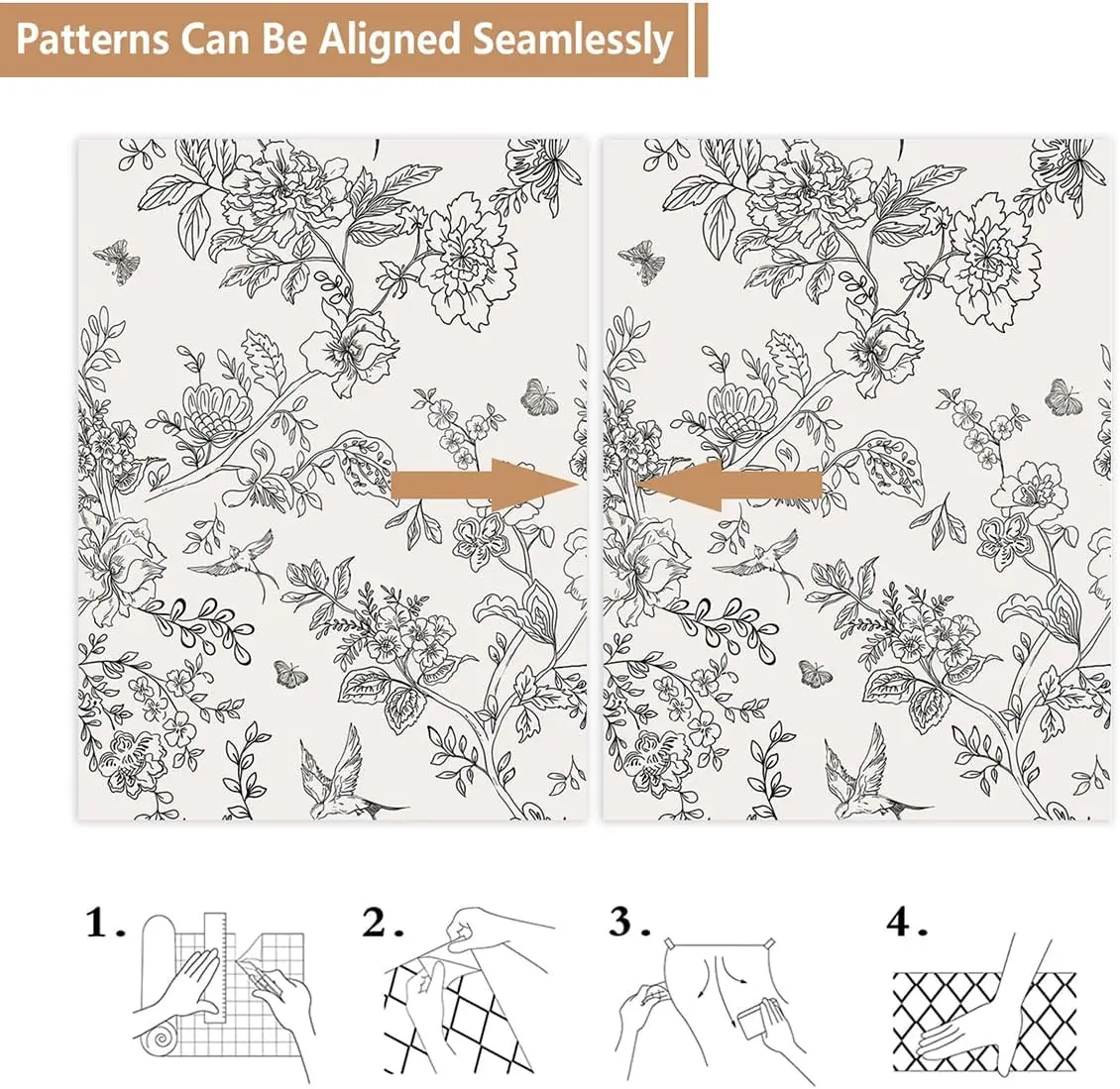 Grey Floral Birds Wallpaper Peel And Stick Leaves Contact Paper Removable Self Adhesive Wallpaper For Cabinets Walls Decorative 6