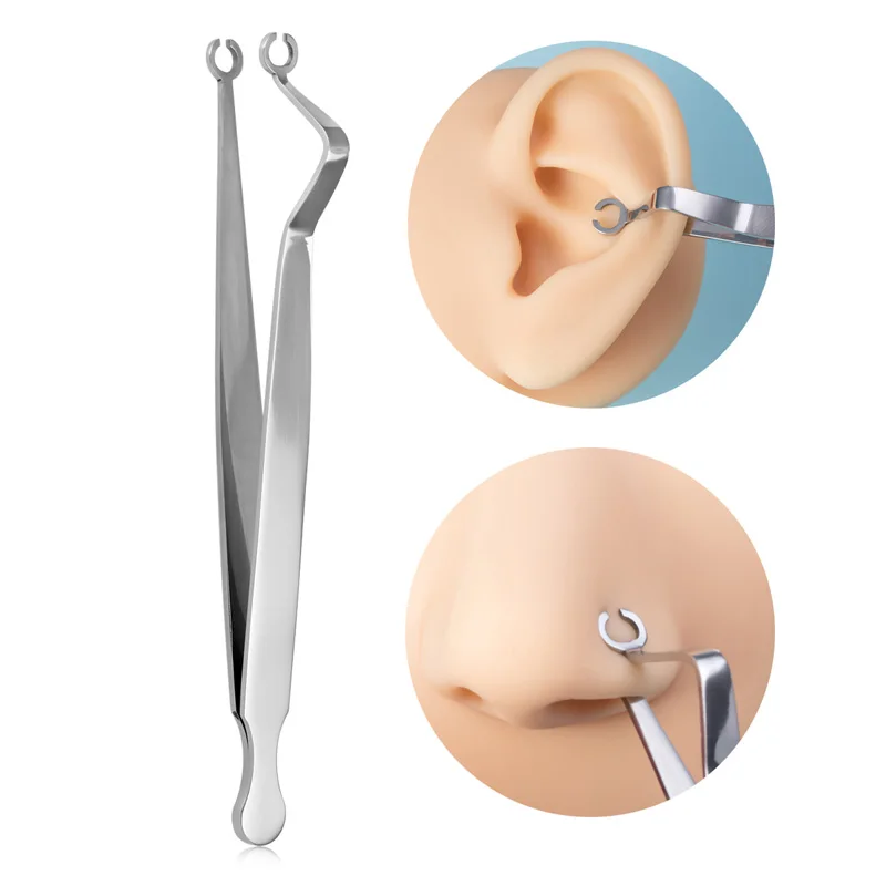 SurgicalSteelBodyPiercingToolForcepsNeedlePipeClampPiercingTweezerToolRingPlier