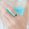 WYEAIIR 925 Sterling Silver Mermaid Blue Crystal Fish Tail Whale Resizable Opening Ring For Women Luxury Jewelry 3