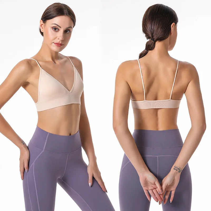 Nylon Fitness Yoga Top Triangle Cup Bralette Boneless Sports Bra Women's Tube Top Crop sports bra,women lingerie,womens bras,sports underwear,womens lingerie,crop tops,gym top,sports tank top,gym tank top,women undershirt