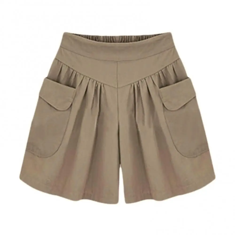 Wide Leg Sports Pants Summer Women Solid Color Elastic Waist Casual Loose Shorts with Pocket Female Shorts Women's 1