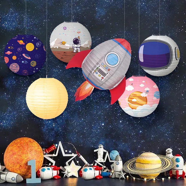 Lanterne Di Carta Pianeta Set 8 Pezzi - Decorazione Per Feste A Tema Spaziale, 30 Cm Diametro - Foto 11