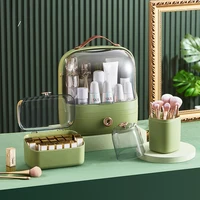 Fashion Green Luxury Makeup Organizer Box Dressing Table Dustproof Cosmetics Storage Case Desktop  Makeup Storage Holder Rack 2