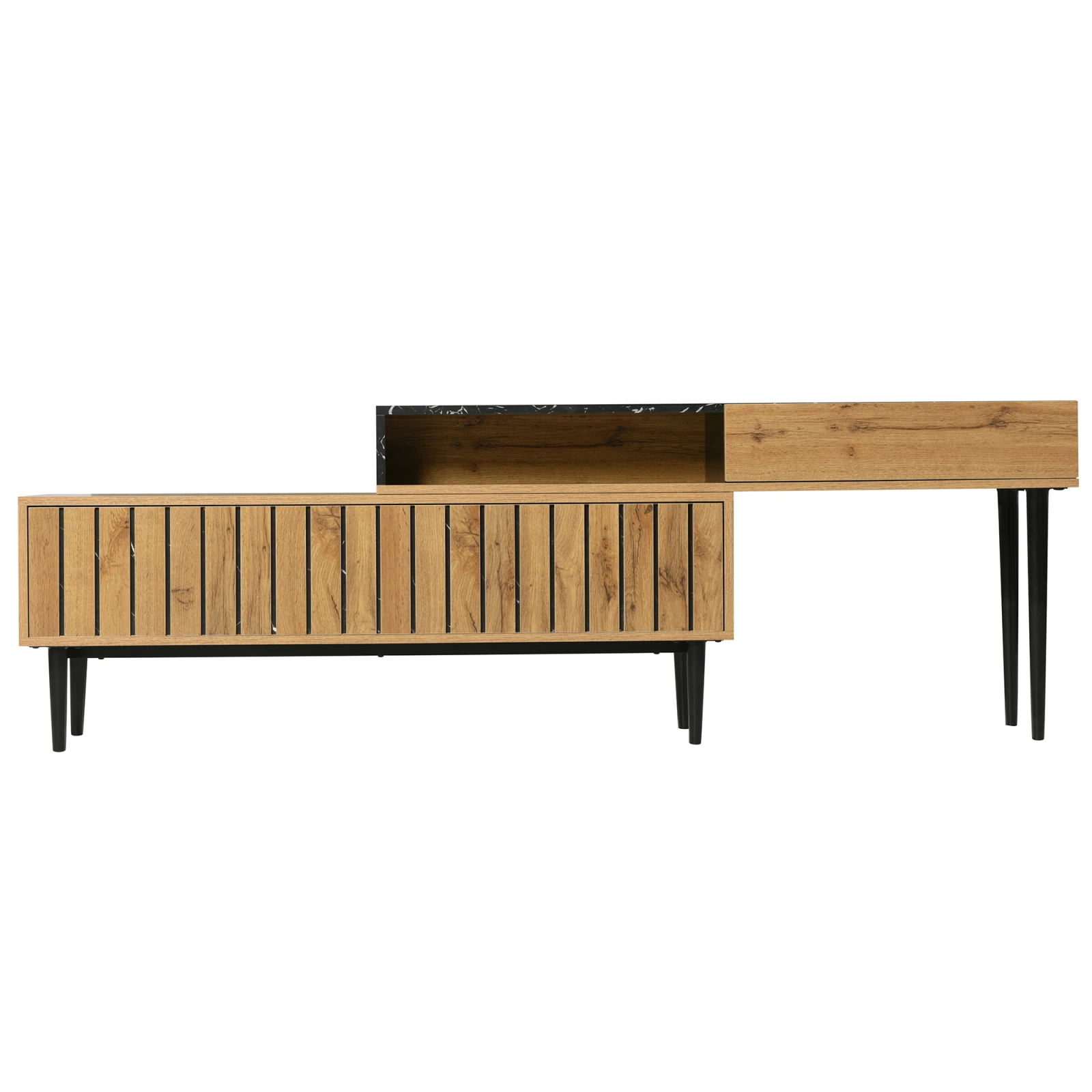 Comanlai Modern TV Cabinet,Vintage Industrial TV Stands,Table Top in Simulated Marble Structure,with Storage Space